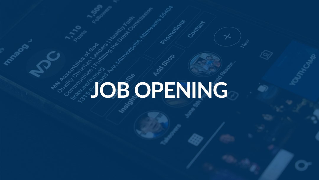 mnaog's tweet photo. We’re hiring! We are accepting resumes for a full-time Comm Specialist with a Sept 2021 start date. The role is focused on content creation, network communication, &amp; event production. Be part of a great work environment with a life-changing mission! https://t.co/68jvWMCG7n. https://t.co/nhfGC8cEuK