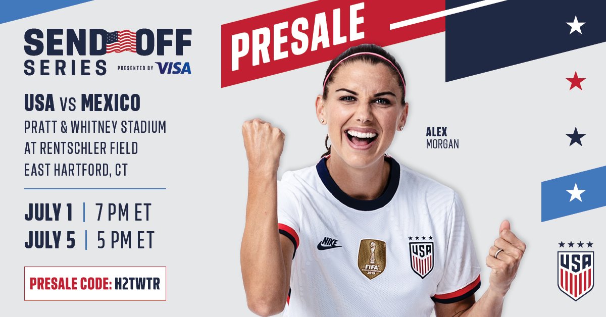 PWStadium's tweet photo. Don't miss out on your chance to see the @uswnt before they head to the Olympics! 🇺🇸 The pre-sale for the Send-Off Series presented by Visa is happening now!

Use code H2TWTR at https://t.co/fDFyuad6Ju to purchase tickets. ⚽ https://t.co/7rw5tzlIyS