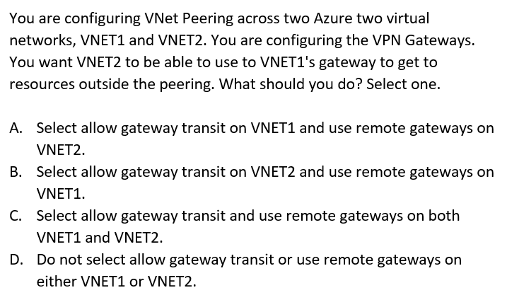 mike_gnv's tweet photo. Studying for the Azure Administrator Associate (AZ-104) exam? Try out these questions and test your knowledge. I will let you know how you did the following day. Follow me for a new question every weekday!
#azure #certification @itprotv https://t.co/nbhoXBiiwP
