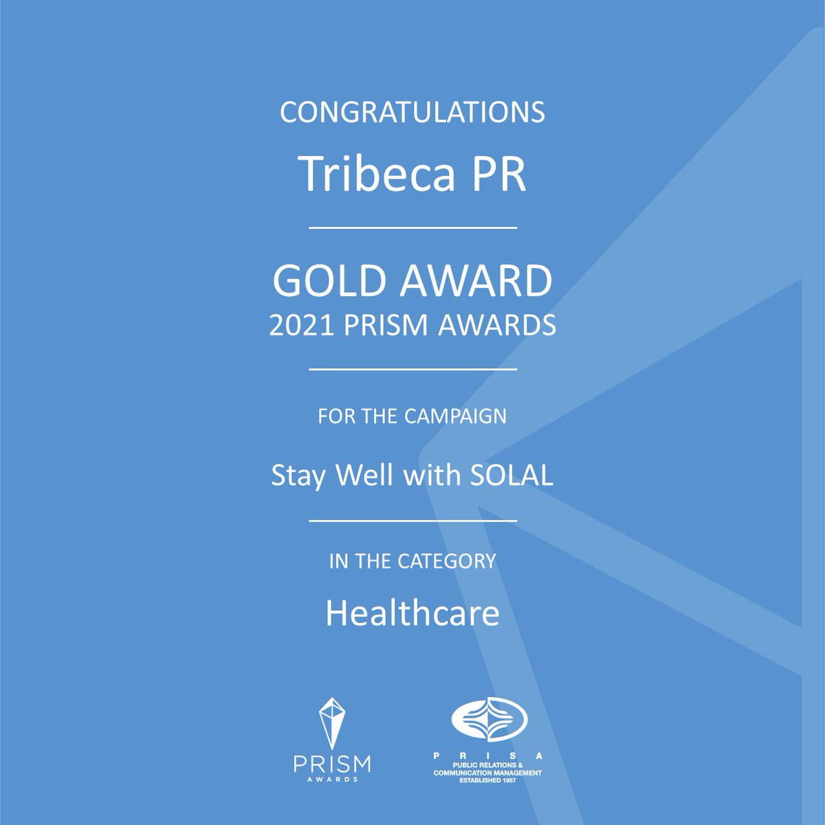 theprismawards's tweet photo. Congratulations @TribecaPR  #PRISMAwards21 https://t.co/q5xr2KZRLU
