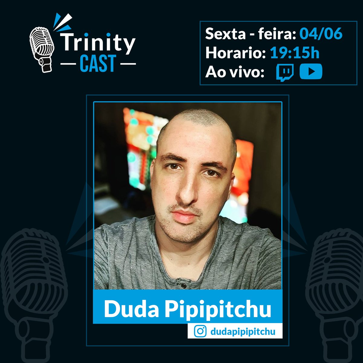 tpixstudios's tweet photo. HOJE [04/06 - 20:00 Hrs] - @dudapipipitchu 

 Ao vivo no TrinityCast 
🔥🔥🔥

#TrinityCast #Podcast #flowpodcast #podpah #flow  #TrinityPodcast  #TrinityPlus #TrinityCastPlus #duda #pipipitchu https://t.co/fT4nPWYNYK