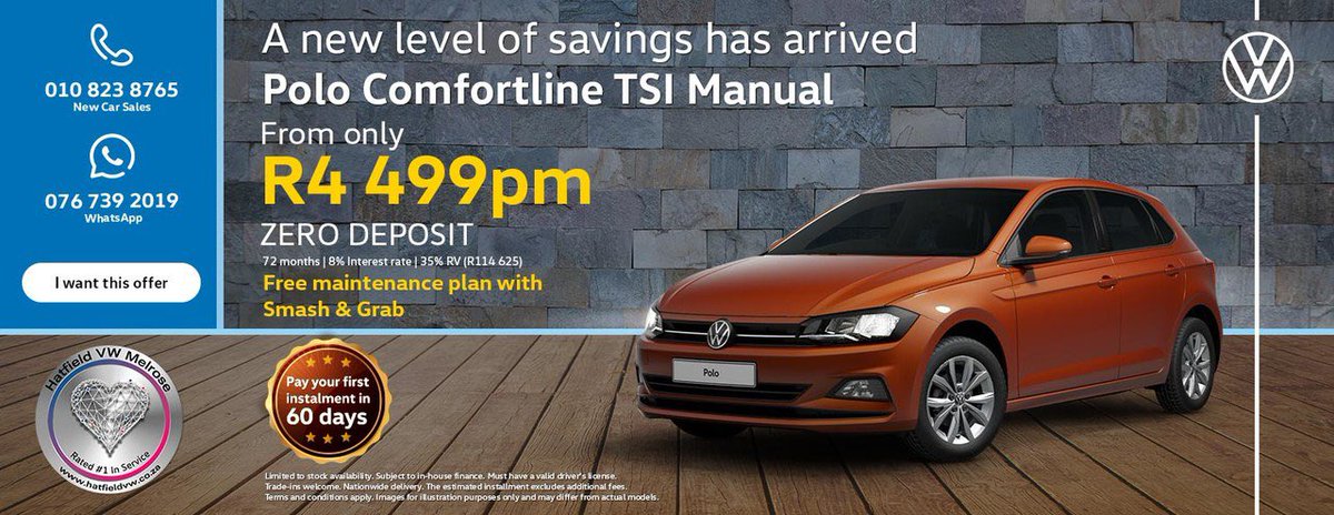 hatfieldvwmel's tweet photo. A new level of savings has arrived!π₯
Receive pure freedom this June with these warm deals on your favorite @VolkswagenSA vehicle.
DM us for any enquiries. π₯
#HatfieldVWMelrose #Rated1InService #Volkswagen #VW #Cars https://t.co/LfDDPmjTqC