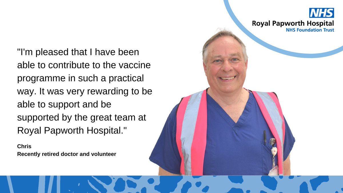 "I'm pleased that I have been able to contribute in such a practical way."

Retired doctor Chris is one of our #COVIDVaccine volunteers, and one of thousands across the vaccine programme, giving his time to vaccinate the nation 🙌

#ThankYouVolunteers | #VolunteersWeek