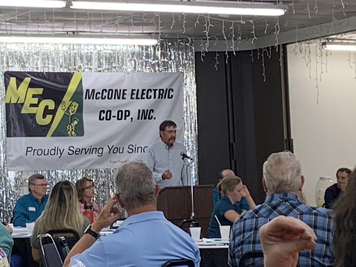MtMECA's tweet photo. National Rural Electric Cooperative Association President Chris Christensen, a director at NorVal Electric in Glasgow,speaks at McCone Electric’s annual meeting today in Circle. https://t.co/T4EXtKba5L