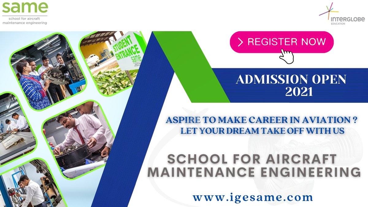 IGESAME's tweet photo. There should not be a lockdown on your goals! Work on achieving your dreams today with SAME.

Admission open@ School for Aircraft Maintenance Engineering for details visit https://t.co/v0zYi7UUWA or connect at 7290050788.

#admissionopen2021_2022 #aviationindustry https://t.co/qB97AMNrYD