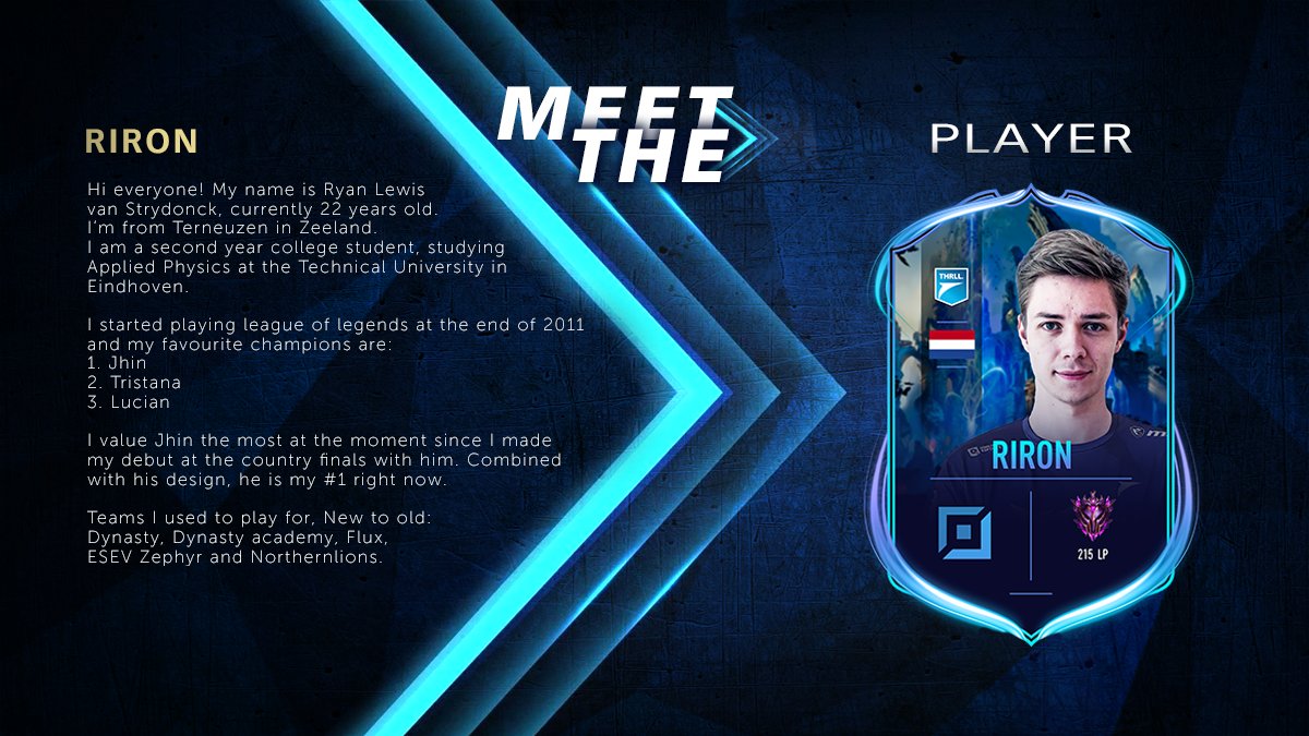 TeamThrll's tweet photo. We have 2 down and 3 to go!
#3 on the list of players you NEED to meet is @VeryNiceRiron 👀

Did you know that he has a list of favorite champions? No? ME NEITHER! 
But now you do!

#MeetThePlayer #DL2021 https://t.co/0NHnXjyMu1