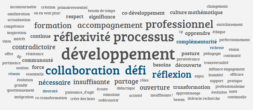 Vision de la formation continue des participants au #GDM2021. Je retiens : complémentarité des rôles (chercheurs,CP,enseignants) et besoin de créer des ponts entre savoirs d'expérience et savoirs scientifiques, dans une perspective de développement de tous les acteurs impliqués.