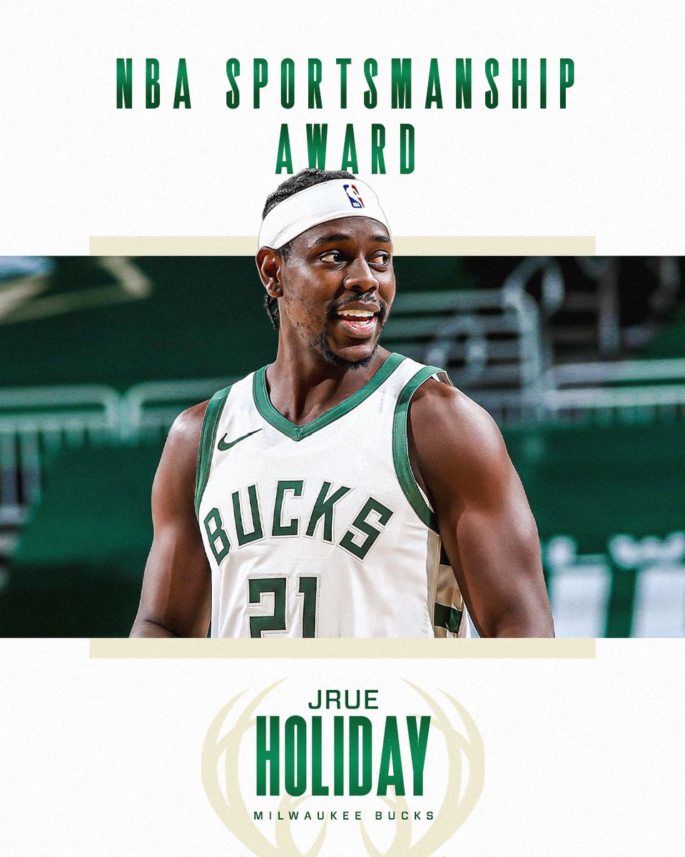 [情報] Jrue Holiday 獲得2020-21季度最佳運動精神獎