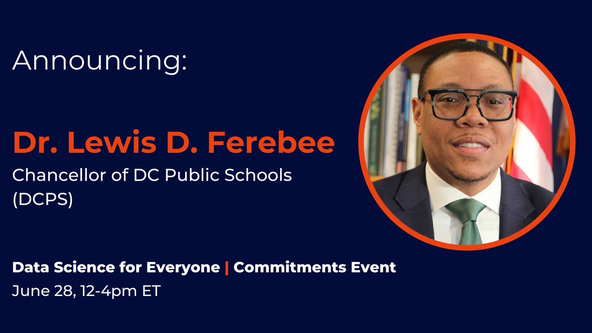 center4risc's tweet image. Join @LewisDFerebee Chancellor of @dcpublicschools at the June 28 Data Science for Everyone Commitments Event to learn how data science fits into DC’s rapid progress. #ds4everyone Register here: buff.ly/3fL5N9J