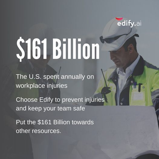 edify_ai's tweet photo. It's alarming to see this figure for workplace injuries alone. 

This is the reason that Edify was born, 
these are not just numbers but people's lives.

Invest in prevention, your workers will thank you. 

#edify #ai #savelives ##edify #ai #artificialintelligence #safety https://t.co/ef6S5PPxGV