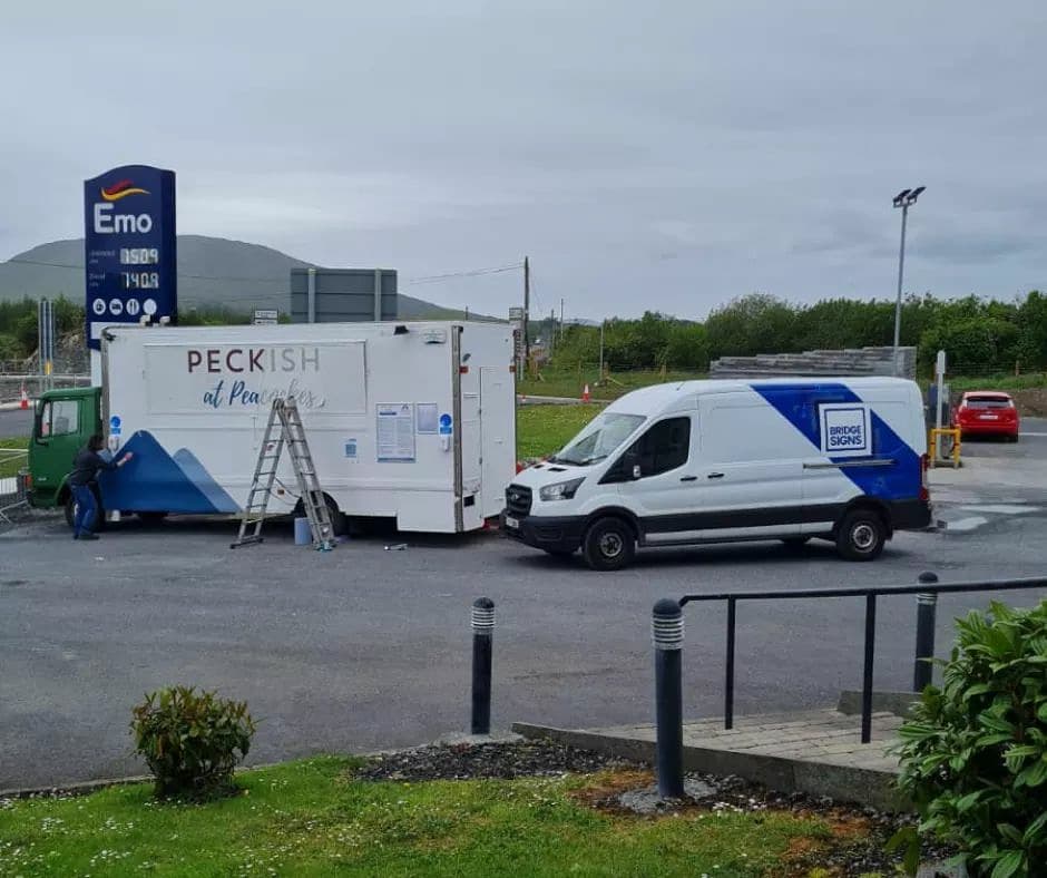 Peacockes_Hotel's tweet image. WOW, we had a really busy day today! Ok, maybe 'we' didn't 😄, but a huge thanks for the hard work by Brian of @BridgeSigns for helping us with design &amp;amp; getting the finished product in place.
There will be no missing Peckish at Peacockes now! 
Open Wed-Sun 2pm-7.45pm
#Connemara