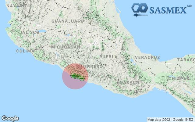 #Sasmex al momento: posible zona epicentral, #TenemosSismo más información en cires.org.mx @Sasmex