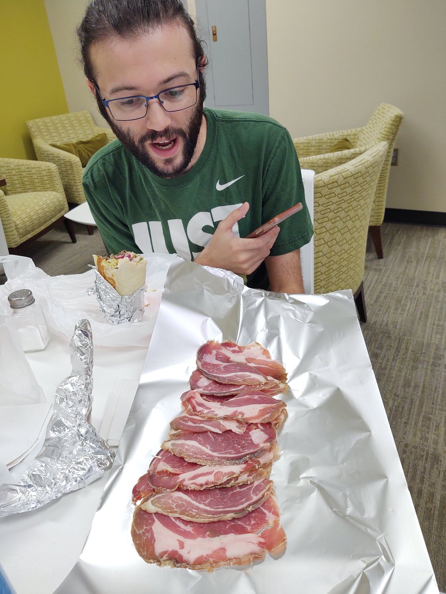 The expression of <a href="/samjmabry/">Sam Mabry</a>  looking at the capocollo... priceless #Food #salame #FridayFeeling #campergalli #mushroomschaser