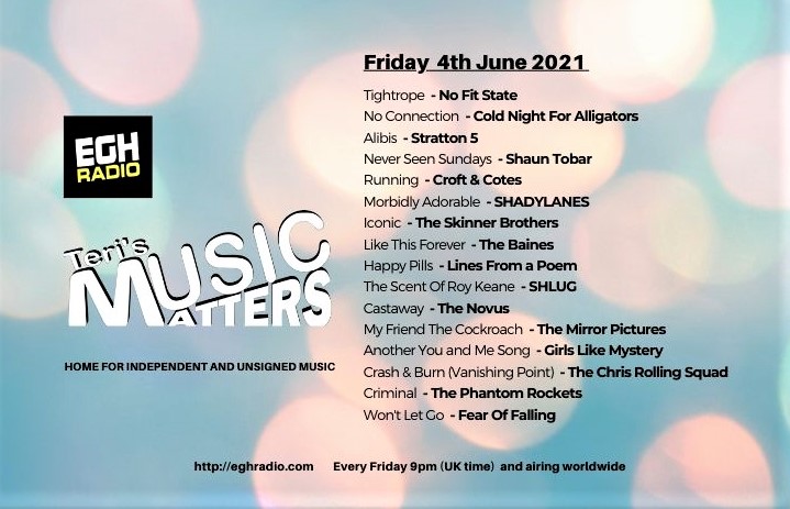 MusicMatters_T's tweet photo. ☆TODAY☆ 9pm(UK)
Tune in to @EGHRadio Teri's #MusicMatters
🎧https://t.co/85uswnZvMu
featuring fantastic fresh unique sound from-
@nofitstatemusic #ColdNightForAlligators @stratton_5 @shauntobar #CroftandCotes #SHADYLANES @TheSkinnerBros @thebaines8 +more
#NewMusicAlert https://t.co/qcx2lVAnn3