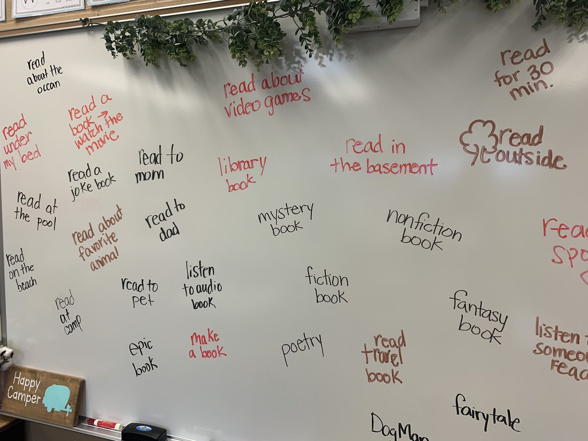 JLessway's tweet photo. Students brainstorming many ways to stay engaged with reading BINGO over the summer! #novimeadows https://t.co/JTdqi2EwRY