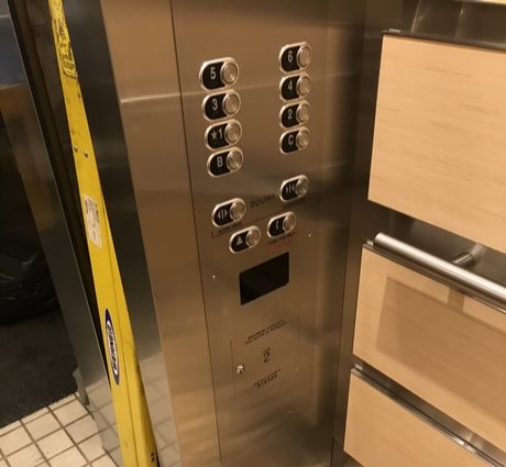 One of the latest elevators that we are putting in at 100 Wynford. A modern design that has the panels going horizontally instead of vertically. A sharp look that shows what the future could hold. #elevatorworld #VDFVertical #elevator #modern #Urbantoronto #Toronto #elevatorcab
