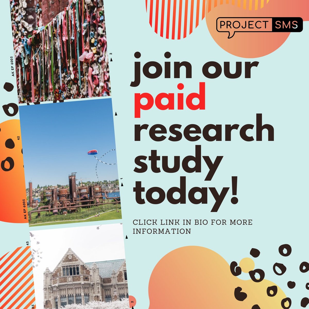project_sms's tweet photo. Project SMS is a psychological research study out of @UW @UWPsychology - we pay our participants up to $438 in Amazon gift cards to complete simple cell phone surveys about their mood and health behaviors. Interested in some easy cash for the summer? Check us out! https://t.co/E0Cc1dIIWz