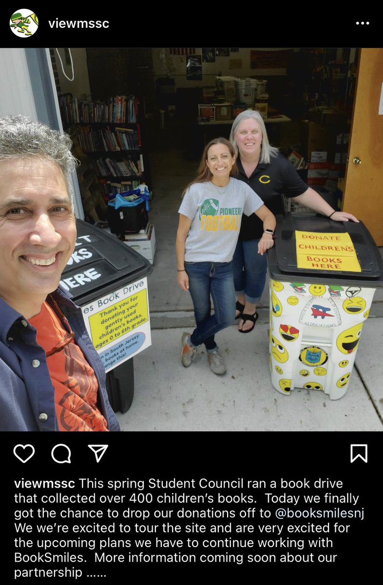 ViewMS_SC's tweet image. This spring Middle School Student Council ran a book drive that collected over 400 books for donation to @booksmiles1.  We finally we able to drop our books off.  We are excited about our plans to continue to work with Book Smiles.  Stay tuned for updates.