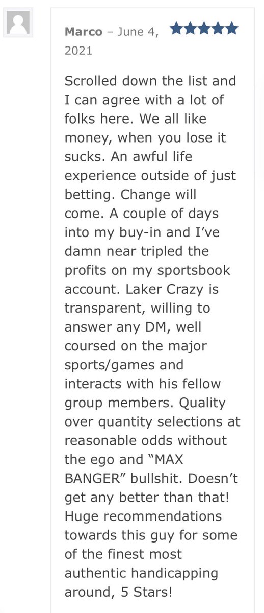 Laker_crazy's tweet photo. Truly Glad to be able to Help those that really need it. Nothing is more satisfying personally as a #Handicapper. 

Thank you for the Kind Words"🔥

#Gamblingtwitter #Handicapping #Sportspicks #Laker_crazy #CustomerExperience #Pickscity #Lifeofacapper https://t.co/VYJOgOGNKT