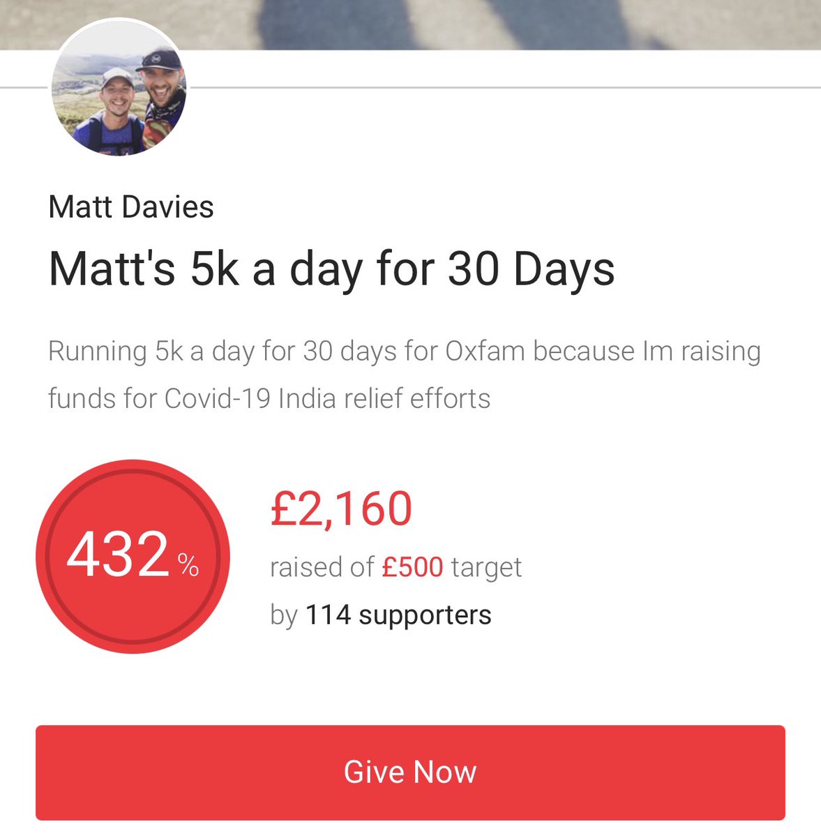 MattRunsWales's tweet photo. 30/30 and now I’m 100% done. Massive thanks to everyone for your support, encouragement and donations to the charity. Very grateful! £2160 raised to help with the Covid relief efforts in India. Celebrating tonight with some pizza and a wine or two. 🏃‍♂️🥳🍷🍕 https://t.co/HPkVgkaFDz