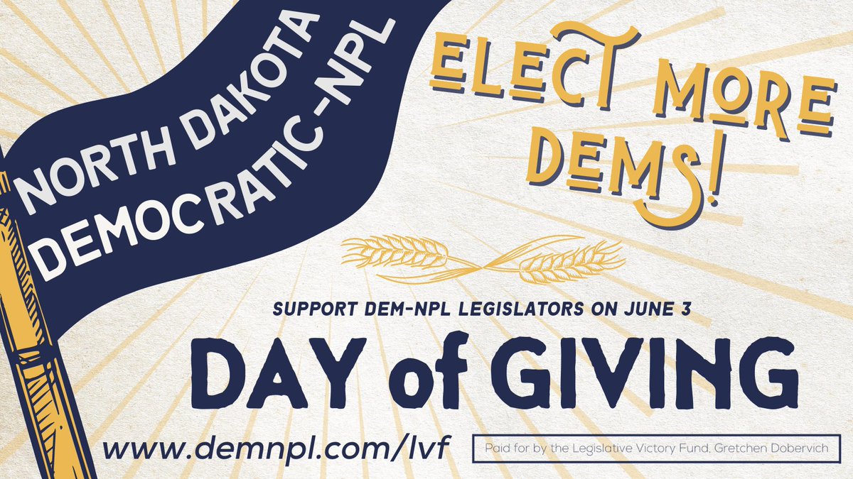 JoshBoschee's tweet photo. THANK YOU! Your support yesterday helped us surpass our fundraising goal for the Dem-NPL Day of Giving allowing us to secure the full $15K in matches. On behalf of our 21 Democratic-NPL legislators, we are grateful for the continued support! Enjoy your weekend and stay cool! https://t.co/sfeOmMb0zt