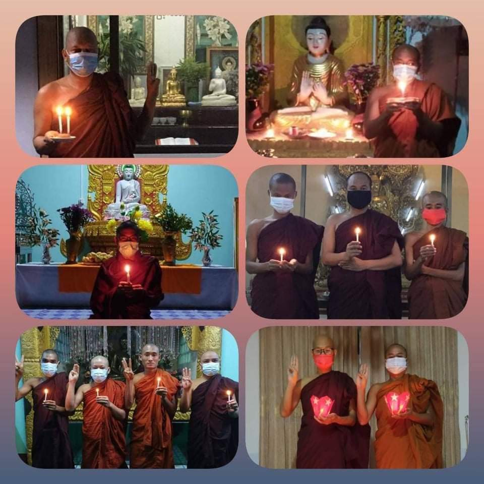 LMonMyoHan2's tweet photo. Buddhist monks send prayers for the saftey of #Myanmar people and restoration of federal democracy in Myanmar on June4.

#June4Coup #WhatsHappeningInMyanmar #LessTalkMoreActionsASEAN https://t.co/Aw9YdqX4tA