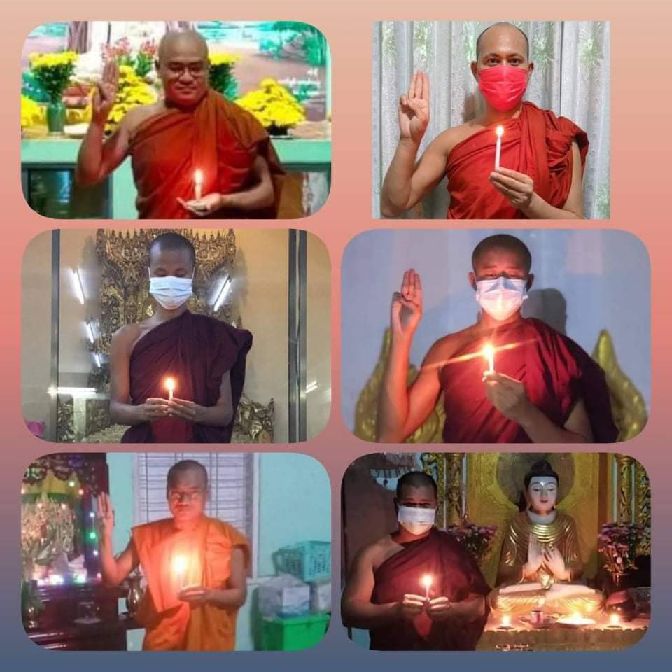 LMonMyoHan2's tweet photo. Buddhist monks send prayers for the saftey of #Myanmar people and restoration of federal democracy in Myanmar on June4.

#June4Coup #WhatsHappeningInMyanmar #LessTalkMoreActionsASEAN https://t.co/Aw9YdqX4tA