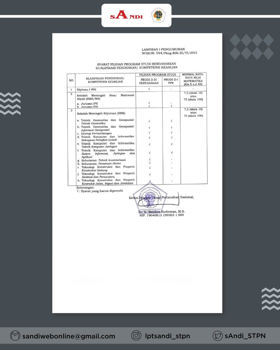 sAndi_STPN's tweet photo. Sebelum melakukan pendaftaran, sebaiknya kalian melihat tutorial link dibawah ini ya...
https://t.co/rnbS2lmNqw,
Atau bisa juga bisa dengan membaca postingan di atas👆🏻

Semangat calon taruna/i baru STPN. https://t.co/ODMJYsSqBp