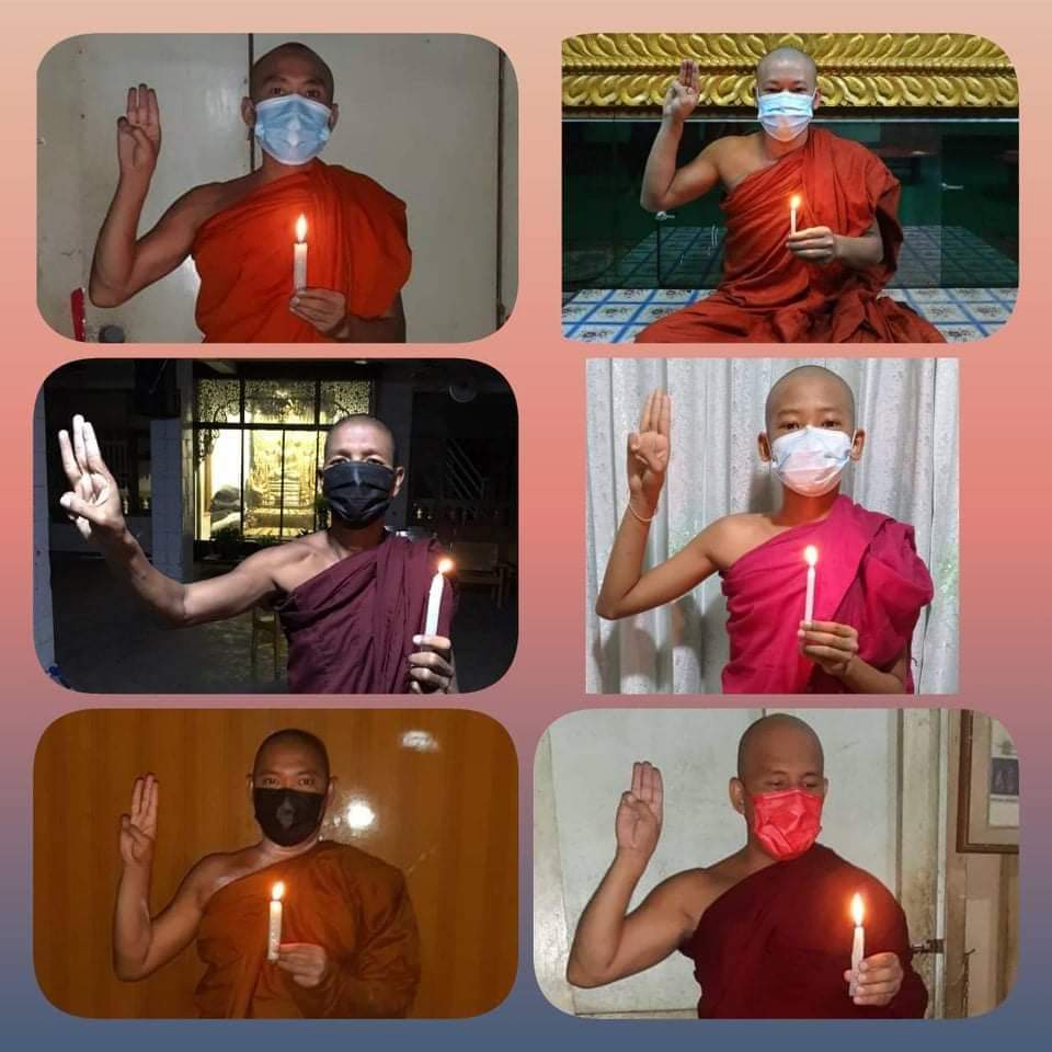 LMonMyoHan2's tweet photo. Buddhist monks send prayers for the saftey of #Myanmar people and restoration of federal democracy in Myanmar on June4.

#June4Coup #WhatsHappeningInMyanmar #LessTalkMoreActionsASEAN https://t.co/Aw9YdqX4tA