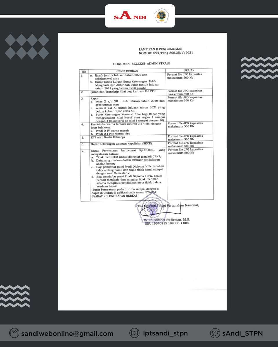 sAndi_STPN's tweet photo. Sebelum melakukan pendaftaran, sebaiknya kalian melihat tutorial link dibawah ini ya...
https://t.co/rnbS2lmNqw,
Atau bisa juga bisa dengan membaca postingan di atas👆🏻

Semangat calon taruna/i baru STPN. https://t.co/ODMJYsSqBp