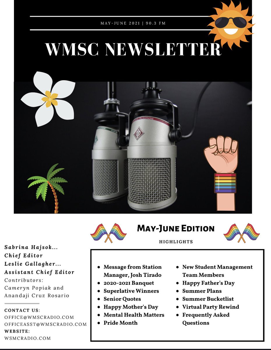 WMSC's tweet photo. The May-June Newsletter is out!! Check it out in the link below!!!🥳🏳️‍🌈🎙

https://t.co/Z381SdRKlN https://t.co/8Zbch5IQ0W