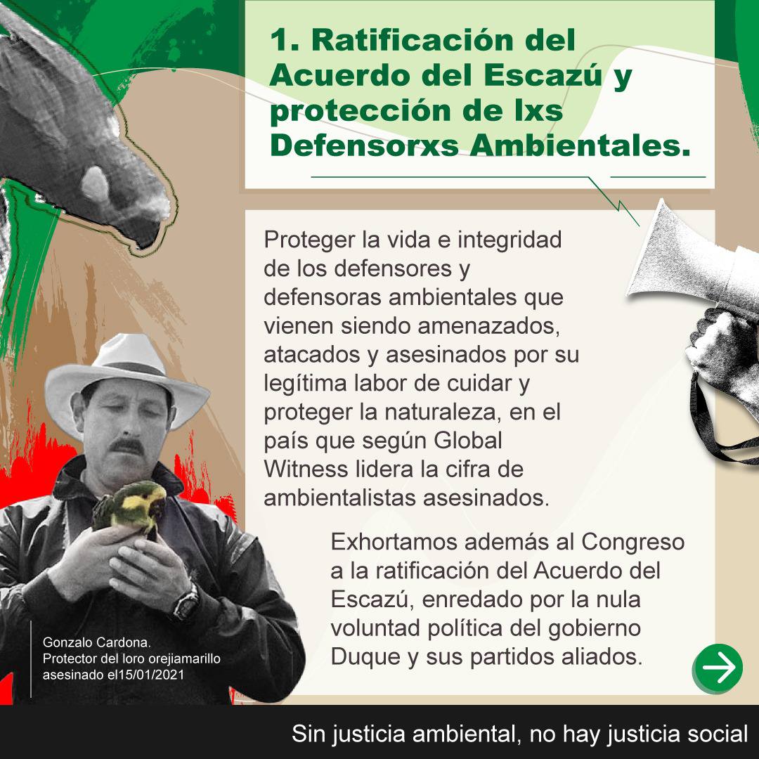 Ccajar's tweet photo. 📢Nos unimos al clamor del #ParoNacionalAmbiental🌿

Según @global_witness Colombia es el país más peligroso del mundo para defender el territorio y los derechos ambientales. Exigimos que se proteja a los líderes y lideresas y se respete su labor.

Hilo🧵👇🏾 https://t.co/QXxTYNilBy