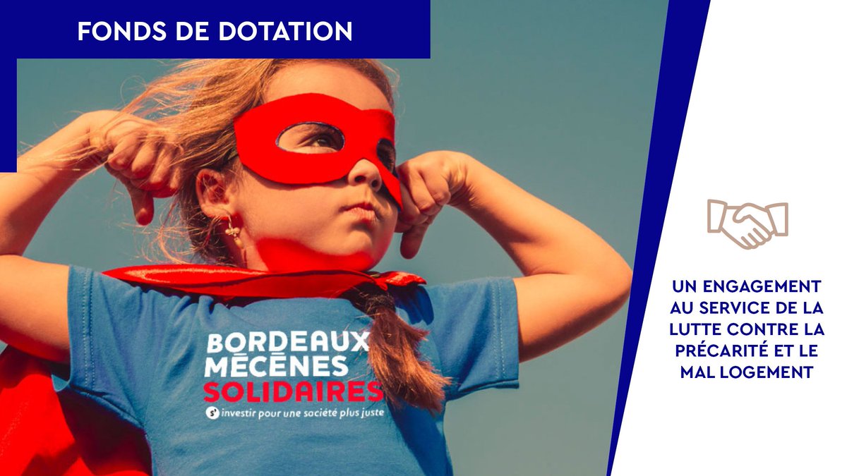 [FONDS DE DOTATION – 1ÈRE ACTION]
👉 Nous avons apporté notre aide aux projets initiés sur la thématique « Logement &amp; Solidarité » conduit par #Bordeaux Mécènes Solidaires.

👉 Un engagement au service de la lutte contre la précarité et le mal logement.

#RSE #Solidarité