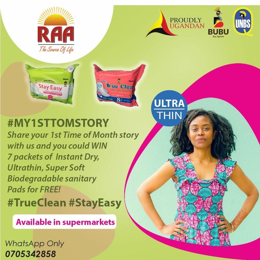 truecleanstayug's tweet photo. #MY1STTOMSTORY
Share your first time menstruation experience on our comment section to win at least 7 packets of sanitary pads.
#my1sttomstory #trueclean #stayeasy #pads #sanitarypads #menstrualcycle #menstrualhygiene #biodegradable #norashes #comfort #raalimited #uganda https://t.co/vvLm045s9K