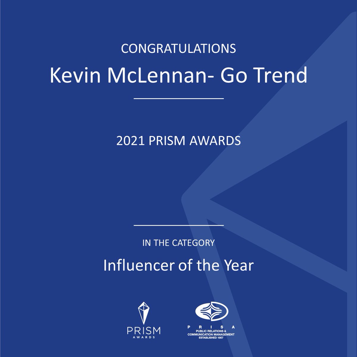 theprismawards's tweet image. Congratulations @KevinMcLennanZA  #PRISMAwards