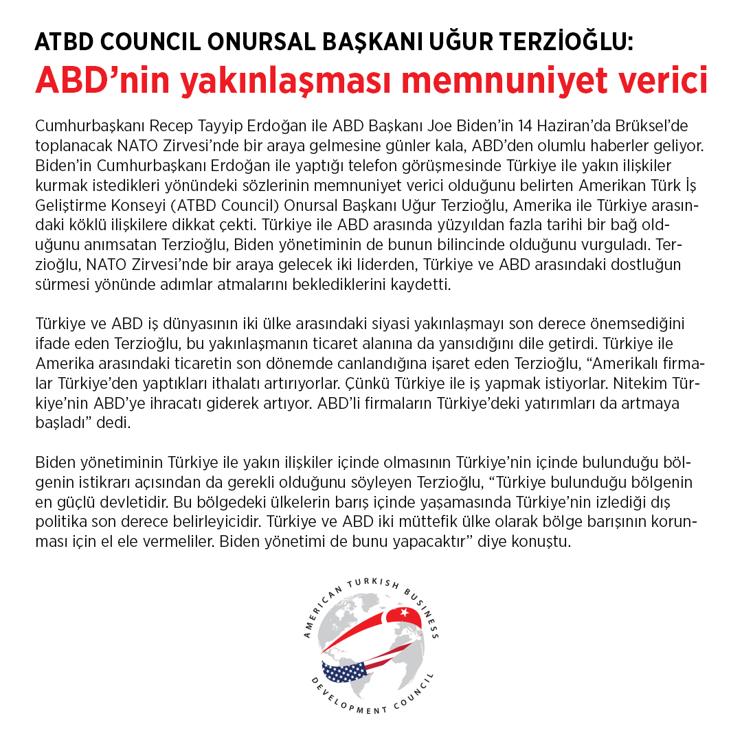 councilatb's tweet photo. Başkanımız Uğur Terzioğlu’nun Türkiye ve Akşam Gazetesinde çıkan demeci..

#atbdcouncil https://t.co/Rpb1111kxC