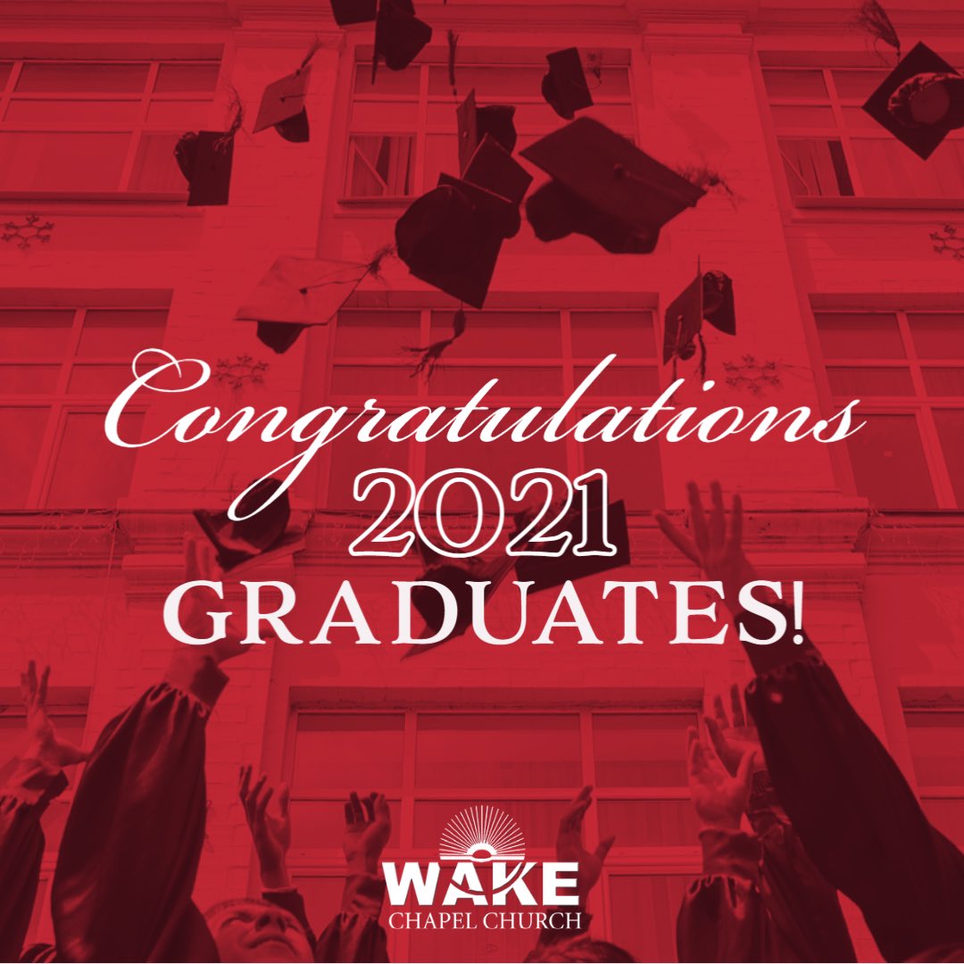 wcc_thrive's tweet photo. Congratulations to our 2021 Graduates! Be sure to complete the online graduate recognition forms by June 15th. Also, graduating seniors can apply for the WCC Scholarship &amp; the Distinguished Service Award.
#WakeChapelChurch #Classof2021 #Graduates https://t.co/EGxLwT8WzM