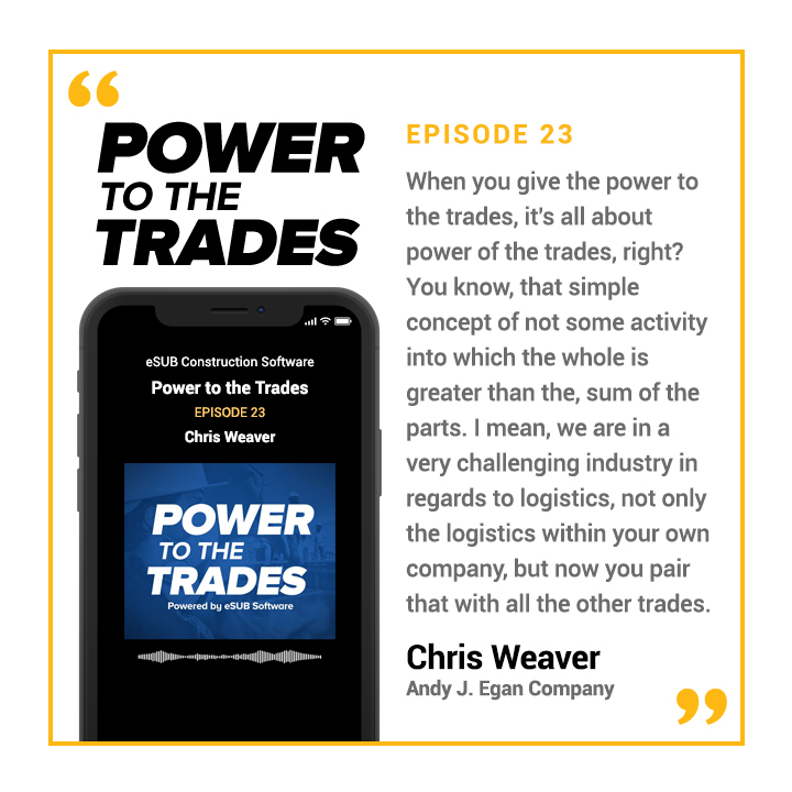 eSUBinc's tweet photo. Episode #23 of #PowerToTheTrades dropped today!

Check out this conversation with Chris Weaver
 from @andyeganco 

"It's using the software to get all those processes dialed in upfront to really make sure that again the end of the day."

Listen at: https://t.co/w4cJKlFWA6 https://t.co/p5yEvKCfX5