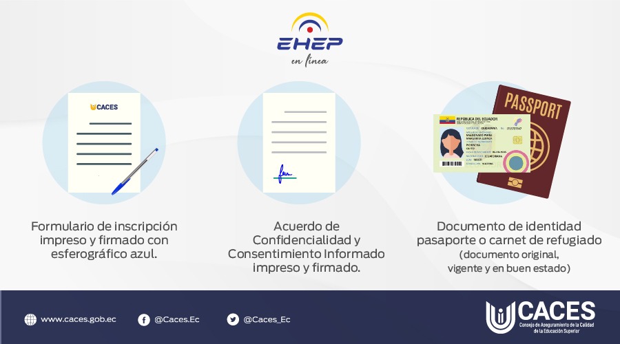Caces_Ec's tweet photo. IMPORTANTE: 
✍️Estos son los documentos que debes llevar para ingresar a rendir el #EHEPenLínea. https://t.co/JpMAAEdims