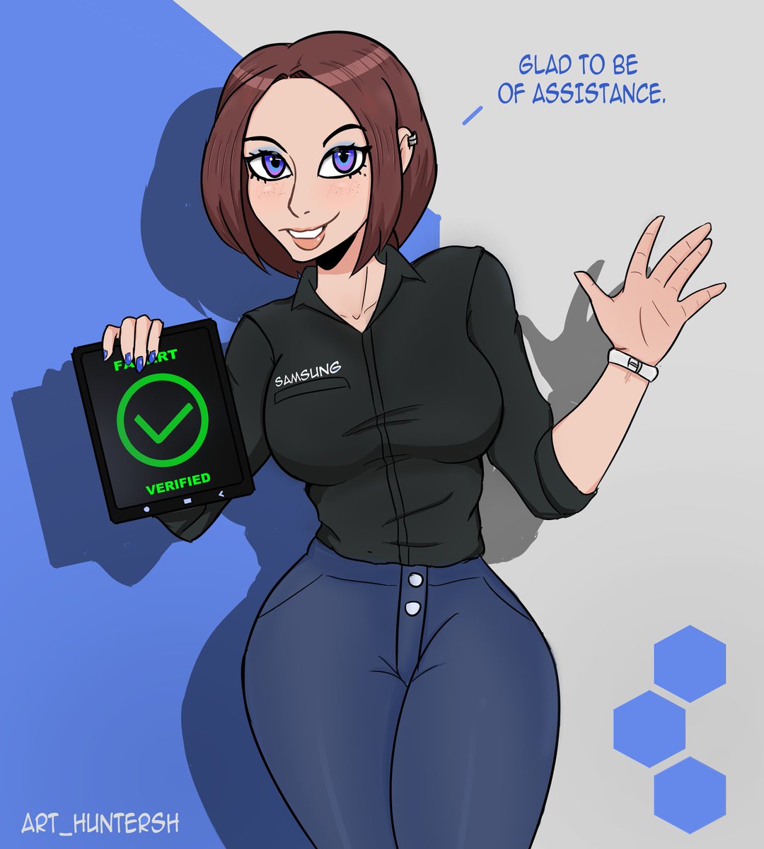 Rez Hunter Commissions Open I Joined In On This One Sam The Virtual Assistant For Samsung Samsung Sam Fanart Digitalart Animegirl Thicc Tablet Verified Characterart Samvirtualassistant Introduction Memes Pose