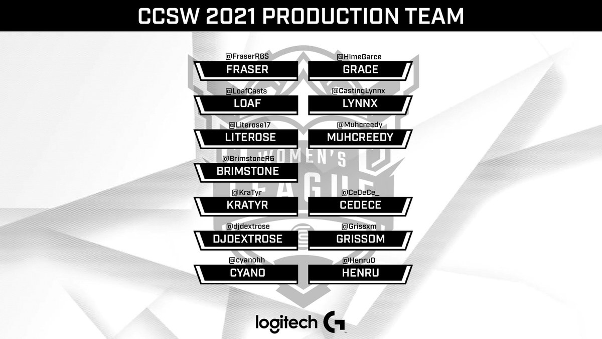 CCSW 2021 kicks off in 5 days and it's time to announce the crew that will be making it possible! If you can, please give them a follow and wish them good luck!

We will see you on June 8th at 6:00 PM EST!

(unable to tag <a href="/FraserR6S/">Fraser 🏳️‍🌈</a> , <a href="/HimeGarce/">GRACE V</a> &amp; <a href="/djdextrose/">Joe | DJDextrose</a>)