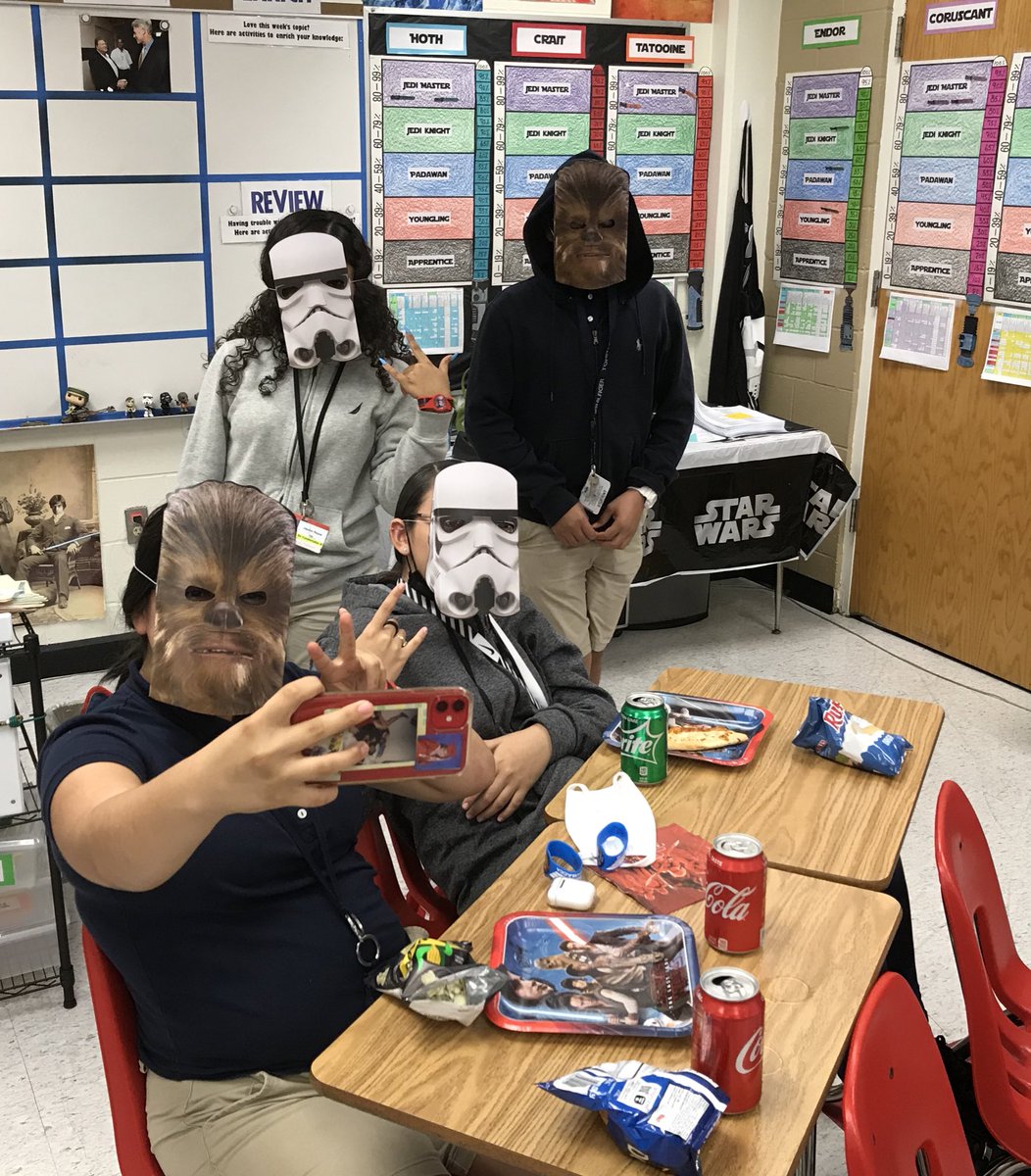 DyanKonicek's tweet photo. My class from Crait completed 100% of Prepworks prior to taking the EOC! I am so proud of their hard work and determination. Thank you for being amazing Jedi Masters. @IMS_Indians #IMSProud #WeloveStarWars #TheForceIsWithThem https://t.co/DmvcQoJN91