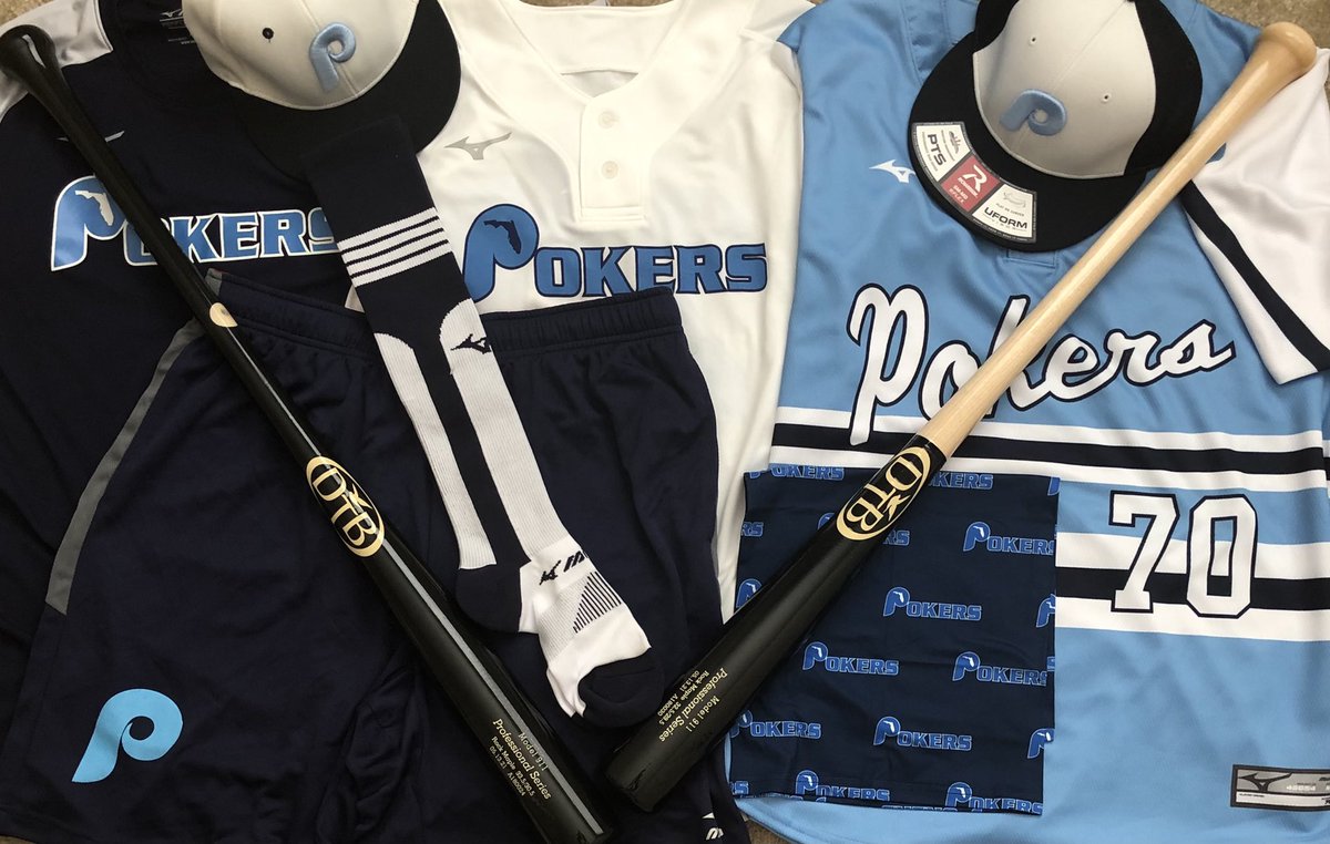 FloridaPokers's tweet photo. The summer officially begins tonight, with all four of our teams in action! Thank you to those in charge of outfitting us this summer!  @MizunoBsballNA @DoveTailBats @3N2Sports @SFCBL_Official https://t.co/40vzm9GXgB