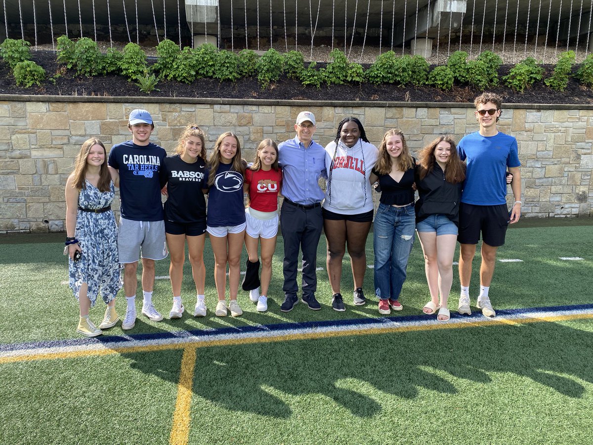 Superintendent O'Donnell stands with students from the State High Senior Senate, Student Government, and the Delta representative during graduation rehearsal at Memorial Field. #statehigh21