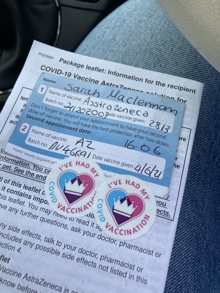 Sarahmaclennan's tweet photo. Shout out to the brilliant @daringray71 and Dave for my all-important second dose at a busy #AskhamBar vaccination centre today. Easy, efficient and good humoured - huge thanks to everyone involved 💙#maximumprotection @NHSEngland @stjohnambulance
#volunteers @Nimbuscare1 https://t.co/71UC6J4P7W