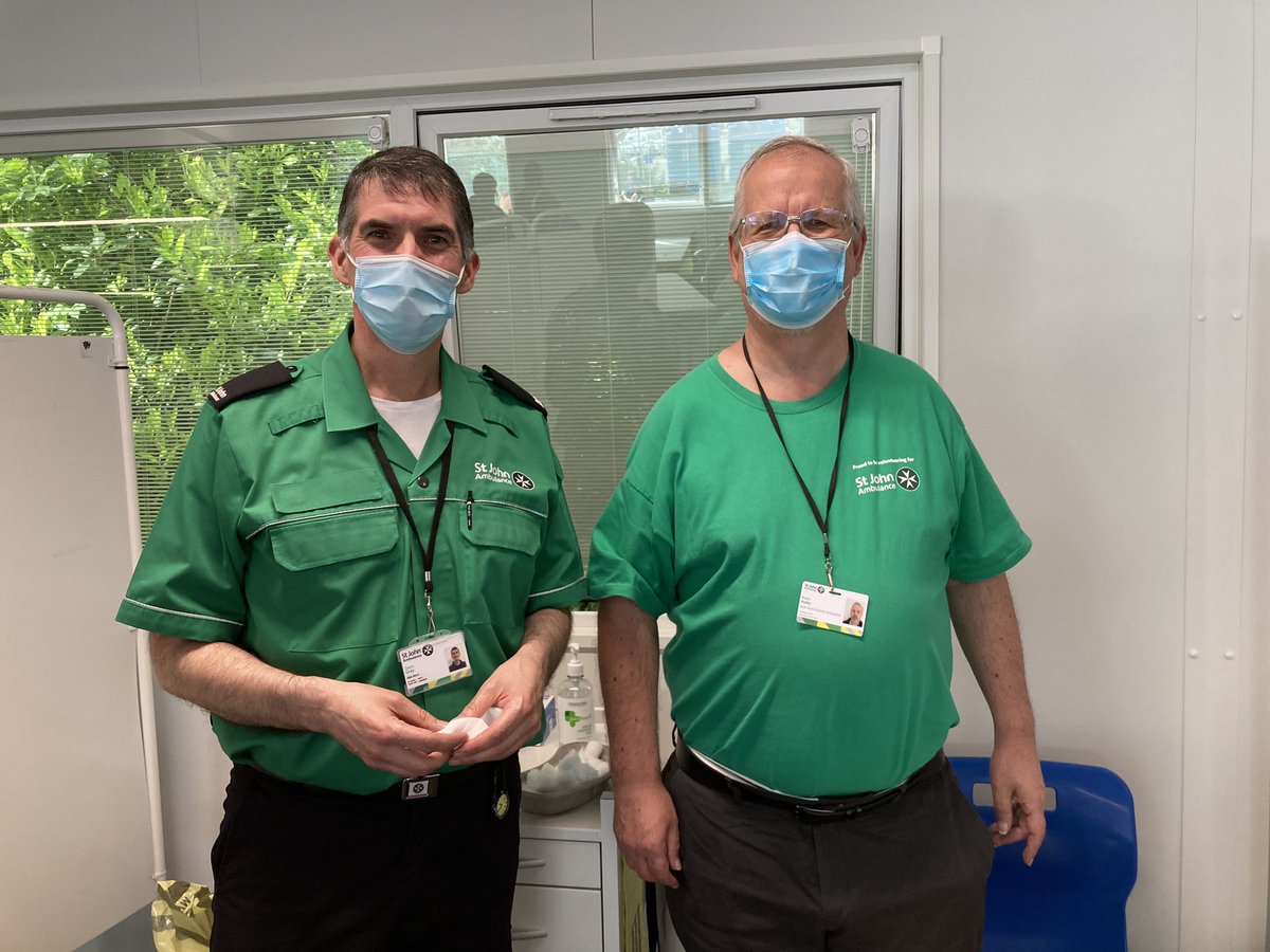 Sarahmaclennan's tweet photo. Shout out to the brilliant @daringray71 and Dave for my all-important second dose at a busy #AskhamBar vaccination centre today. Easy, efficient and good humoured - huge thanks to everyone involved 💙#maximumprotection @NHSEngland @stjohnambulance
#volunteers @Nimbuscare1 https://t.co/71UC6J4P7W