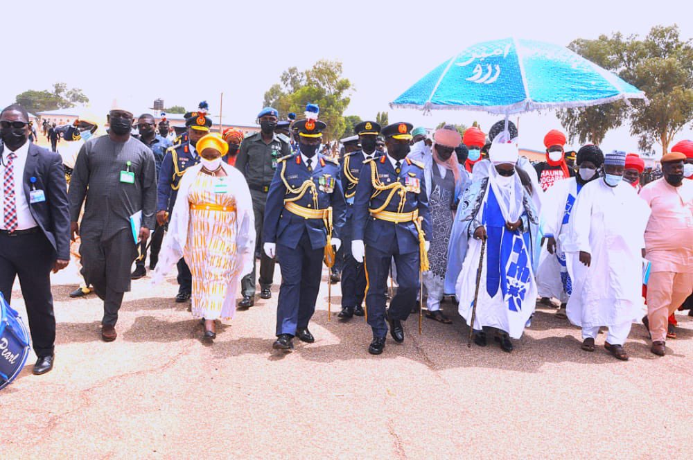 GovKaduna's tweet photo. Deputy Governor @DrHadiza Balarabe today attended the passing out parade of the latest batch of recruits at the Air Force Base, Kaduna https://t.co/0nh4RFGNxO