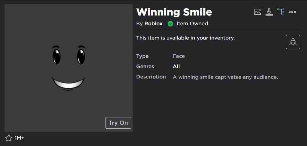 MyUsernamesThis on X: this roblox face is more cursed than winning  smile maybe i should make a mask out of it  / X