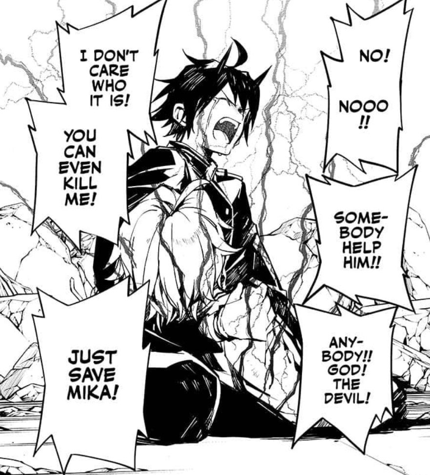 yuumikaluvr's tweet photo. look at the difference when yu is calling for help to save shinoa and mika... he didnt call the devil or gods for shinoa while for mika he shouted and called it https://t.co/Qjc2RVrOno