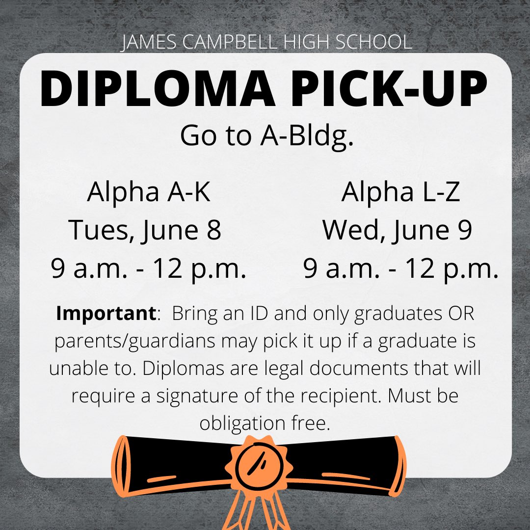 Class of 2021 can pick up their diplomas soon...